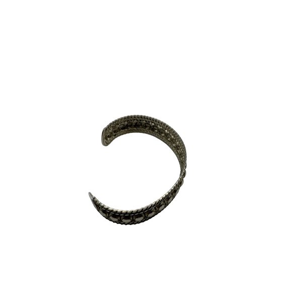 Silvertone Cuff Bracelet Rope and Ball Design - Picture 3 of 5